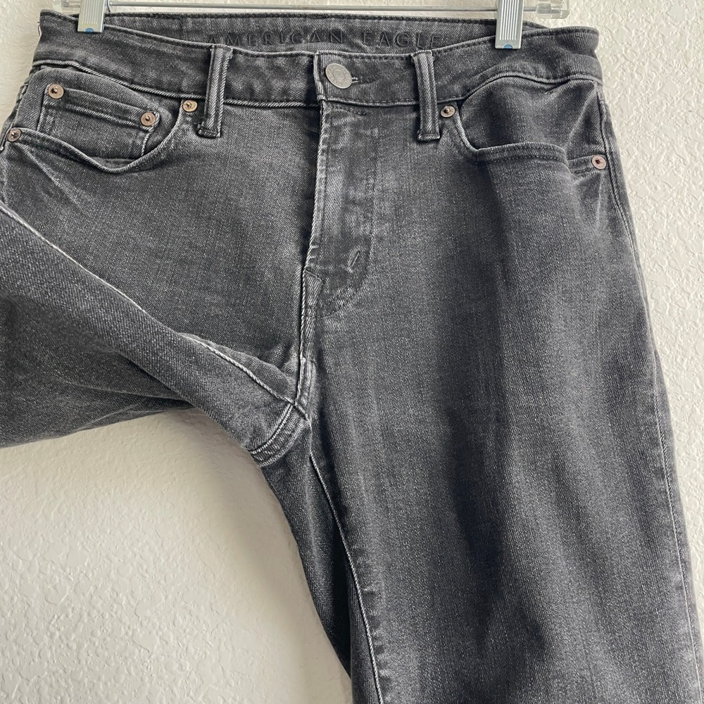American Eagle Men's Black Slim Straight Jeans Size 30x34 Modern Fit Denim - Picture 10 of 11